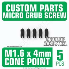 Grub Set Screws Camera Lenses Focus Ring M1.6 x 4MM CONE END Headless BLACK