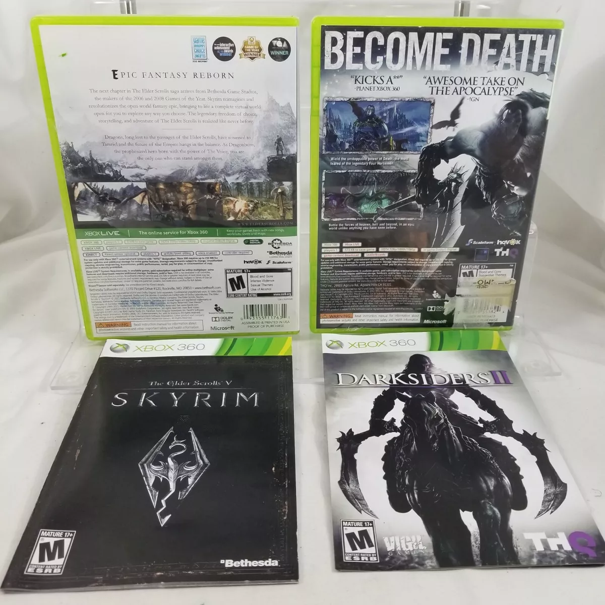 Elder Scrolls 5 Skyrim & DarkSiders 2 2 Microsoft XBOX 360 GameS w Manuals