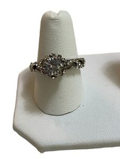 Silver Tone Ring With Clear Stones Marked 925