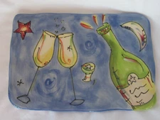 JULIA JUNKIN Cheese Tray Platter Glasses Bottle A Celebration Under Stars & Moon