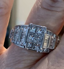 1Ctw White Princess Cut Quad Set Engagement Wedding Ring In 925 Sterling Silver