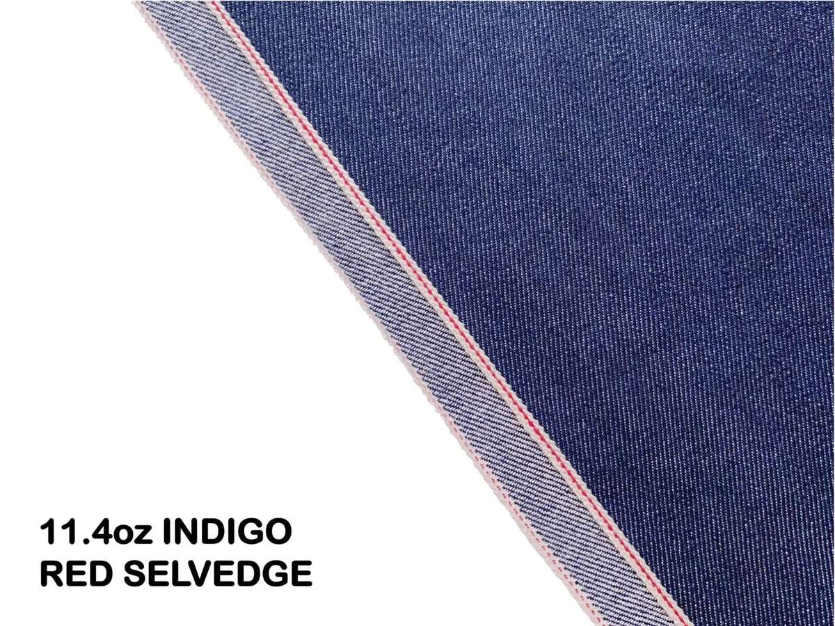 11.4oz medium weight 100 cotton retro selvedge denim fabric