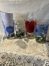 Vtg Boscul Peanut Butter Glass White Violet Asters Carnation Glory Flower Lot 4