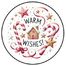 WARM WISHES CHRISTMAS CANDY CANE ENVELOPE SEALS LABELS STICKERS PARTY FAVORS