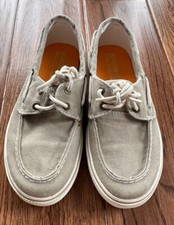 Sperry Top-Sider Halyard Tan Khaki Canvas Boys Boat Deck Shoes Size 2.5 Kids