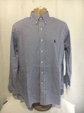 MENS RALPH LAUREN BLUE White STRIPED 16-32/33 BUTTON DOWN SHIRT