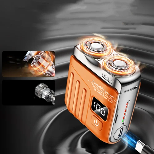 Portable Rotary Dual Ring Electric Shaver,Waterproof Mini Display Beard Shaver - Bild 4 von 38