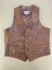 Vintage Leather Gunslinger Western Motorcycle Biker Cowboy Concho Vest Jacket