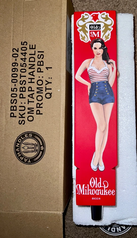 VHTF Old Milwaukee Girl Pinup Tap Handle New in Box - Image 3 of 4