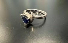 3Ct Pear Sapphire Ring Sterling Silver sizes 6-8