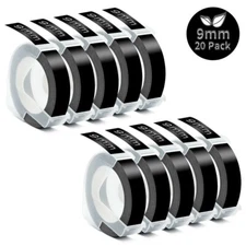 10PK DYMO Organizer Xpress Label Maker 3D Embossing Tape 520109 Black 3/8" 9mm