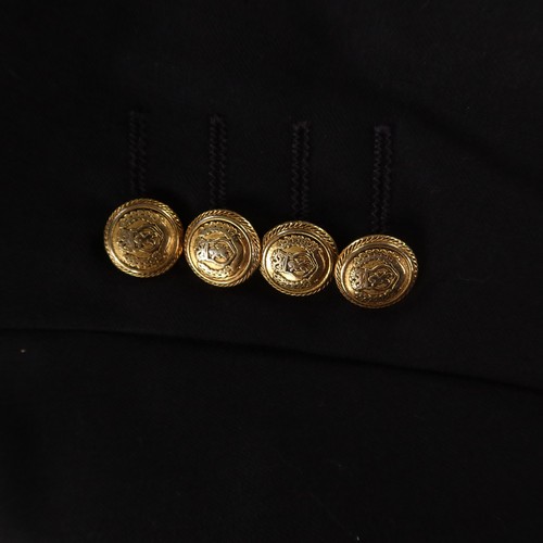Twill Jacket L Black 100% Wool Blazer Sport Coat Crested Buttons 44R - Picture 4 of 18