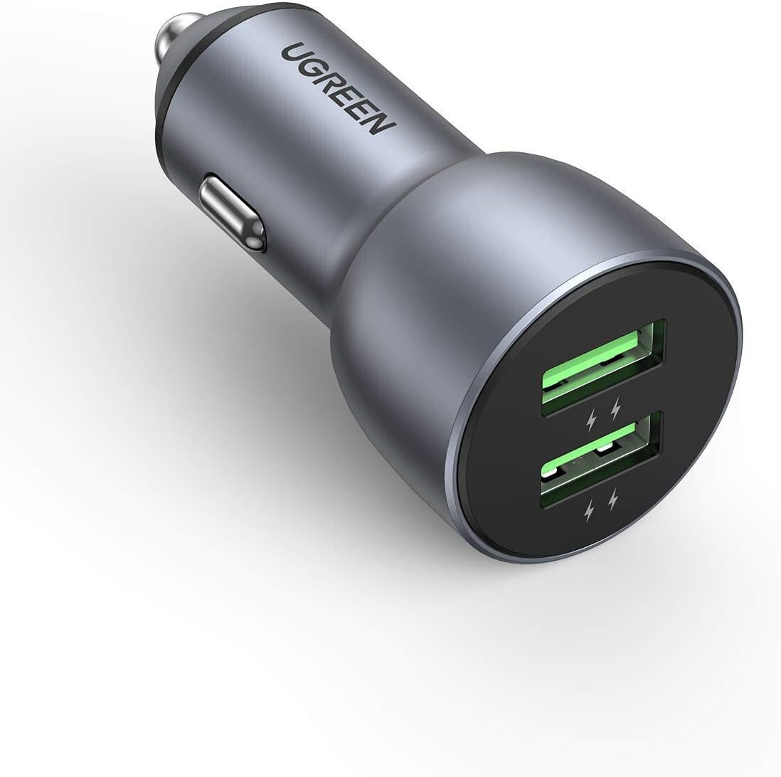 UGREEN QC3.0 Car Charger 36W Dual USB Fast Charging Car Adapter