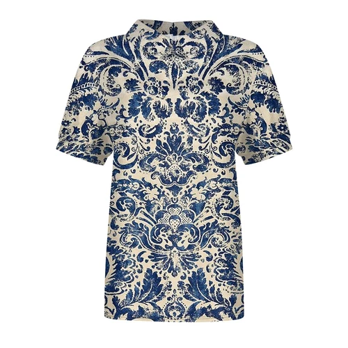 Damen Puppenkragen Hemd Baumwolle Leinen Blumenmuster Peter Pan Kragen Ärmel Shirts - Bild 13 von 56