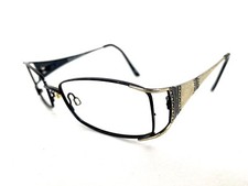 Sophia Loren Beau Rivage Gold Black Metal Rectangular Glasses Zyloware 52 17 135