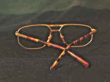 Vintage Gold/Brown Aviator Double Bridge Eyeglasses Oversized Frame 60s Glasses