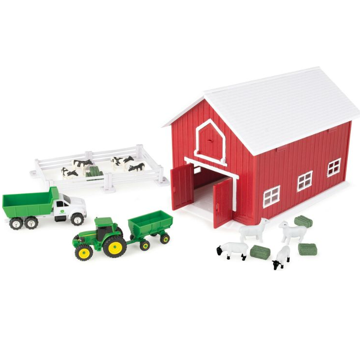 Britains 47333 John Deere 24pc Playset with Red Barn 1:64 Scale