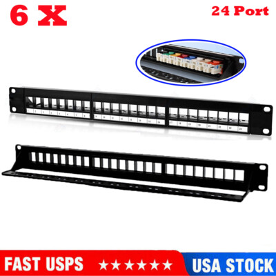 6X 24Port Patch Panel CAT6/Cat5 RJ45 110 Network Surface Wall Mount Bracket