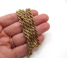 Vintage Gold Tone 4mm Twist Rope Solid Chain Necklace 24 Inch