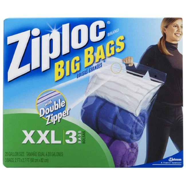 SC Johnson Ziploc Big Bag Large Double Zipper Pack - 3, Blue 