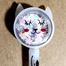 White Adorable Cat Shaker Top Pen Black Ink Confetti Head NEW