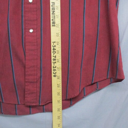 Laredo Pearl Snap Button Down Stripe Western Burgundy Red Men Size | L - Picture 9 of 12