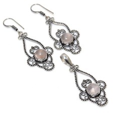 Rose Quartz Gemstone 925 Sterling Silver Jewelry Set N328