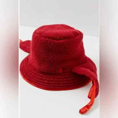 Free People Movement Bucket Nylon Trapper Hat Reversible Sherpa Red Packable New Free People FP Movement Red Orange Bucket Hat Trapper  main image 4