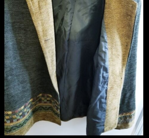 Coldwater Creek Vtg Olive Green Mustard Multicolor Tapestry Jacket XL Boho - Picture 4 of 10
