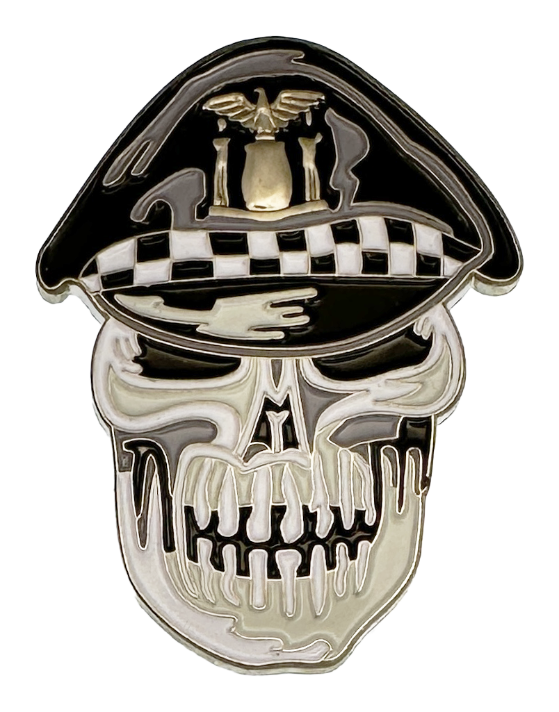 CHICAGO POLICE DEPARTMENT LAPEL PIN: Biker Skull