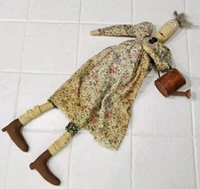 Vintage Folk Art American Cloth Handmade Rag Farmhouse Doll 22”