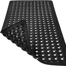 Non Slip Bathtub Mat 35x16 Soft Shower Bath Mat Suction Cups Drain Holes Black