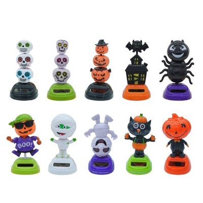 Halloween Solar Powered Dancing Toy Car Shaking Head Dancer Doll Desk Decors