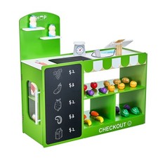 VEVOR Kids Grocery Store Playset Wooden Play Market Stand with Cash Register