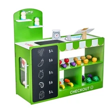 VEVOR Kids Grocery Store Playset Wooden Play Market Stand with Cash Register