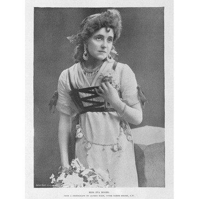 Miss Eva Moore viktorianische Schauspielerin - antiker Druck 1896