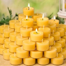 40 Packs Beeswax Tealight Candles Bulk,6 Hours 100 Pure Beeswax Tea Lights C...