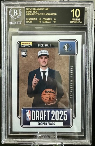 COOPER FLAGG 2025 Panini Instant Draft Night #NBADN1 BGS 10 Black Label Pristine