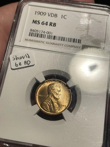 1909 VDB Wheat Cent 1c, NGC MS64 RB! *LOOKS RED*