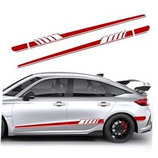 2 PCS Car Side Skirt Decals, 88.58" 4.52" PVC Racing Sports Stickers Red