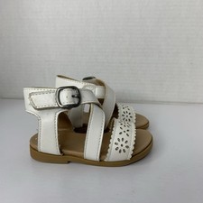 Sugar White Scalloped Laser Cut Toddler Sandals Size 5