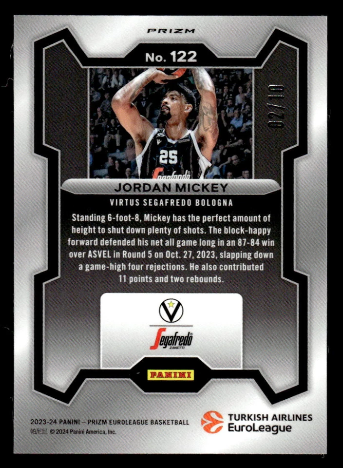 乔丹米奇 2023 - 24 帕尼尼 Prizm 土耳其航空公司欧洲联赛 #122 金色 #02/10 — 第 2/2 张图片