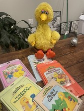 1986 Ideal VTG Big Bird Story Magic Talking Plush  5 tapes Sesame Street