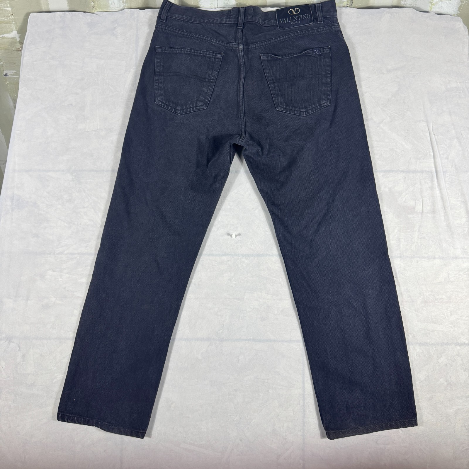 Valentino Men's Straight Jeans Black Denim Dark Wash Zip Fly 5-Pocket Size 36