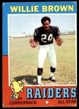 1971 Topps #207 WILLIE BROWN Oakland Raiders VGEX (Miscut)