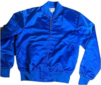 Vintage Sammy s Embroidery Satin Jacket Men s L Blue Blank Guam Korea Made