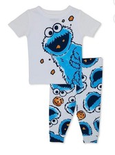 Sesame Street Cookie Monster Character 2-pc Pajama Set 18M Unisex 100 Cotton
