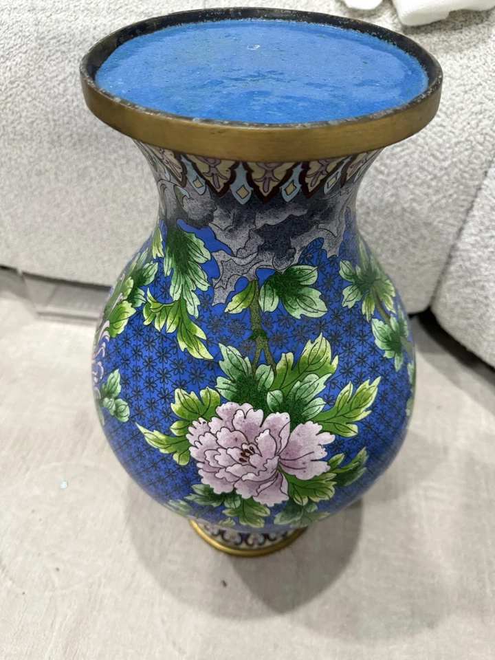 Large Antique Chinese Cloisonné Vase - Enamel Brass - Image 4 of 4