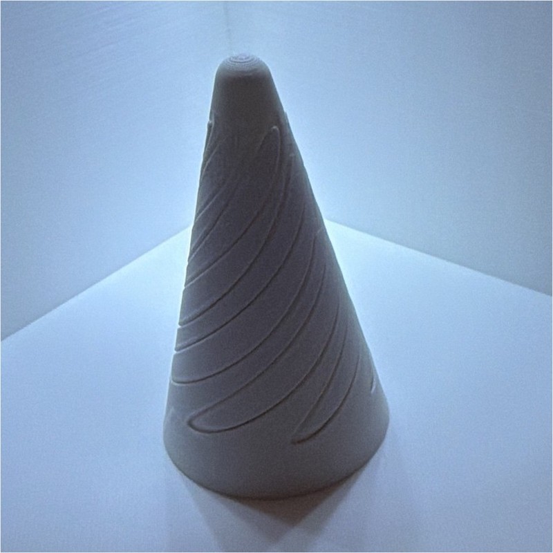 White Abstract Spiral Cone Ceramic Sculpture Figurine, 3D Effect, Adult Decor