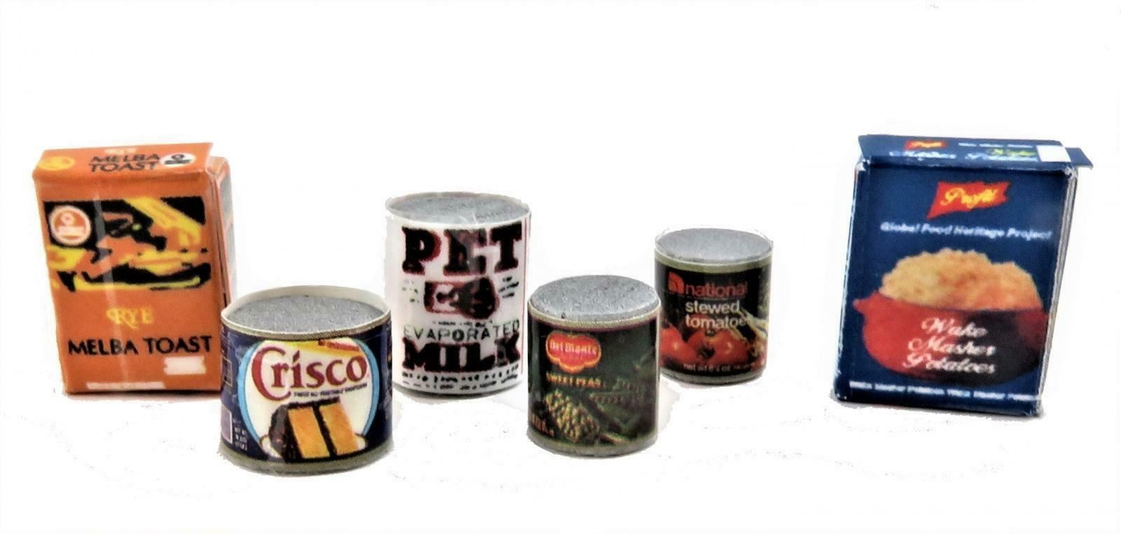 Dolls House Mixed Grocery Food Packages & Cans Shop Store Kitchen Accessory
